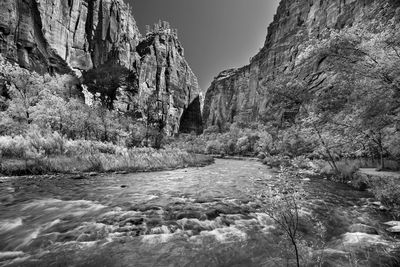 Virgin river view into the valley of the narrows.