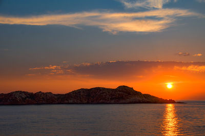 Scenic view of sea against sky during sunset