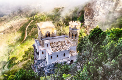 High angle view of historical building