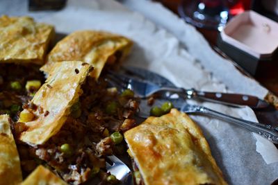Close-up of served food in plate