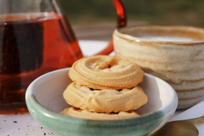 Close-up of dessert on table