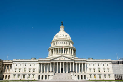 Low angle view of historic building against clear sky