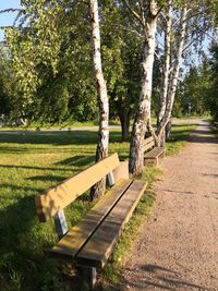 Empty bench in park