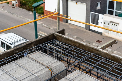 High angle view of building under construction