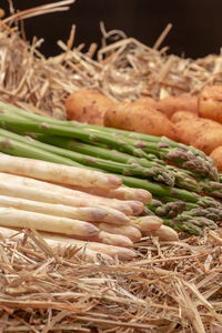 High angle view of vegetables in basket