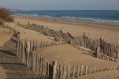 Scenic view of beach against sky