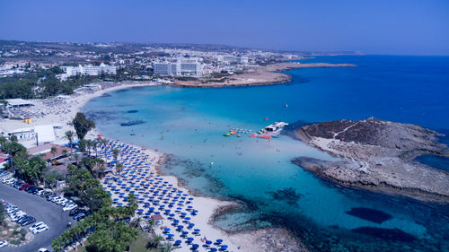 High angle view of buildings on beach