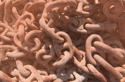 Full frame shot of rusty metal chain