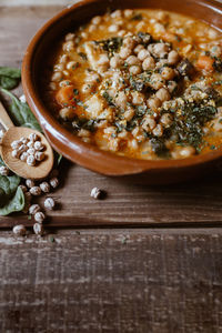 Potaje is a typical spanish food. vegan food. chickpeas with chard.