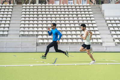 Full length of young man running