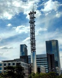 Low angle view of skyscrapers against sky