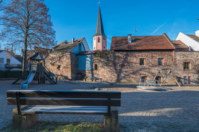 Exterior of building against clear blue sky