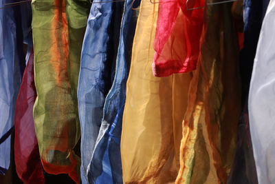 Full frame shot of colorful clothes hanging outdoors