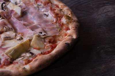 Close-up of pizza on table