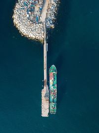 High angle view of ship on sea