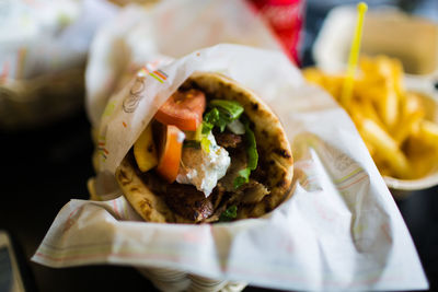 Close-up of food served in plate