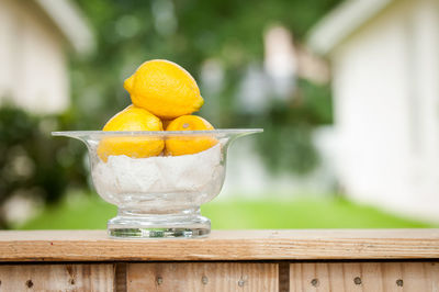 Close-up of yellow fruit on table