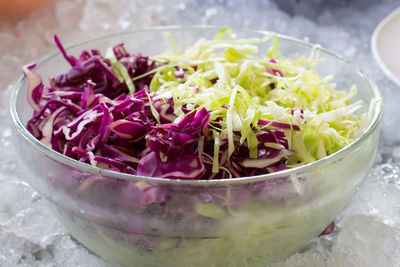 Close-up of purple salad in bowl