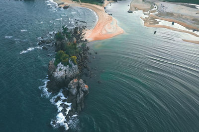 High angle view of sea shore