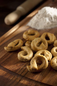 High angle view of cookies on table