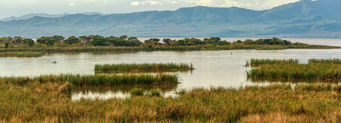 Scenic view of lake against sky