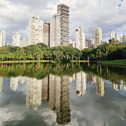 Reflection of buildings in water