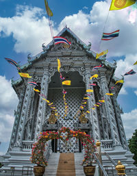 Low angle view of traditional building against sky