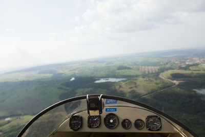 View of landscape seen through airplane window