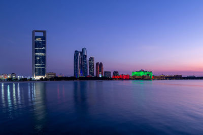 Abu dhabi skyline at the sunset