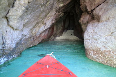 High angle view of rock in water