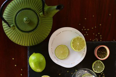 Directly above shot of fruits on table