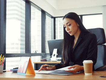 Woman working at table