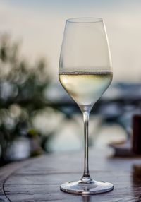 Close-up of wine glass on table