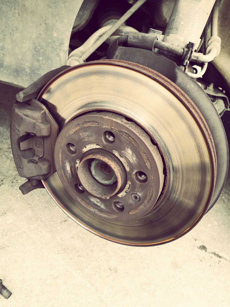 HIGH ANGLE VIEW OF TIRE IN TRAIN