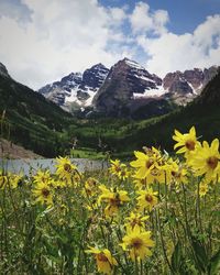 Scenic view of mountains against sky