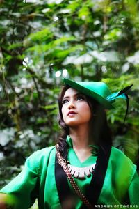 Portrait of young woman looking away