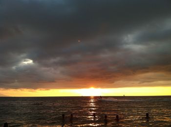 Scenic view of sea against sky during sunset