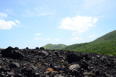 Stack of rocks on rocky landscape