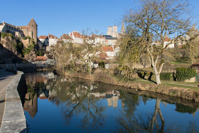 Semur-en-auxois, tourist town and  its medieval streets, its pinard bridge  in auxois in burgundy 