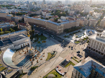 High angle view of buildings in city