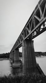 Low angle view of bridge over river against sky