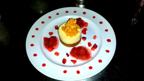 Close-up of served food in plate