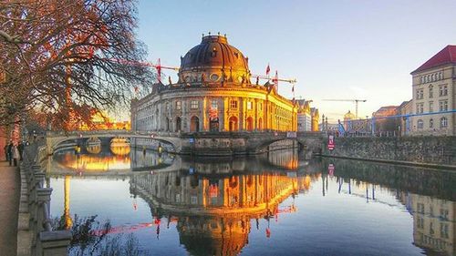 Reflection of buildings in river