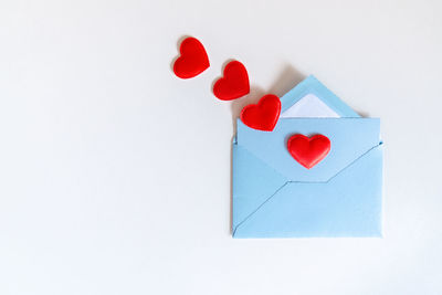 Close-up of heart shape over white background