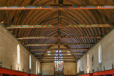 Low angle view of illuminated ceiling in building