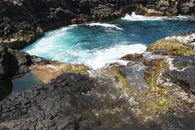 View of rocks in sea