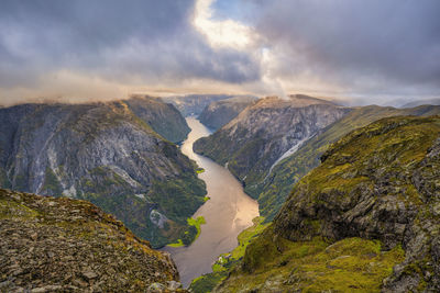 Scenic view of mountains against sky