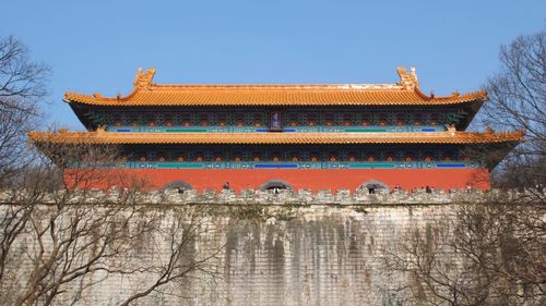 Low angle view of temple against clear sky