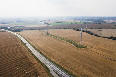 Wind turbines at field