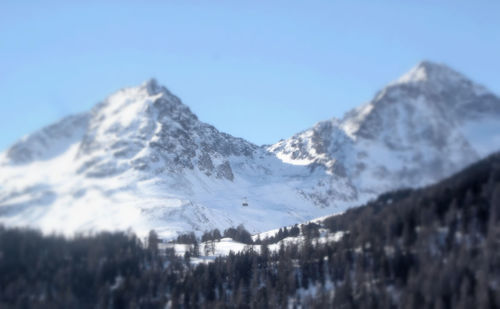 Scenic view of snow covered mountains